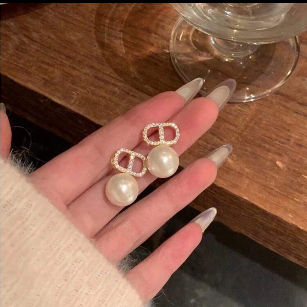 Dior Pearl and Silver Earrings